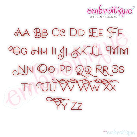Becca Set 9 - EXCLUSIVE - Thin Calligraphy Swash Upright Alphabet Font for Machine Embroidery