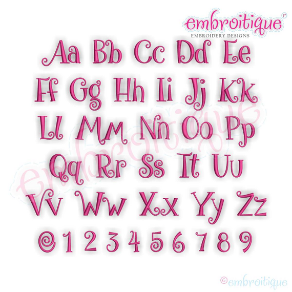 Buttons Monogram Set - Curly Whimsical Font for Machine Embroidery