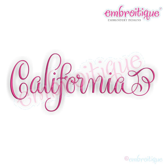 California Calligraphy Fancy Script 3 USA United States Machine Embroidery Design