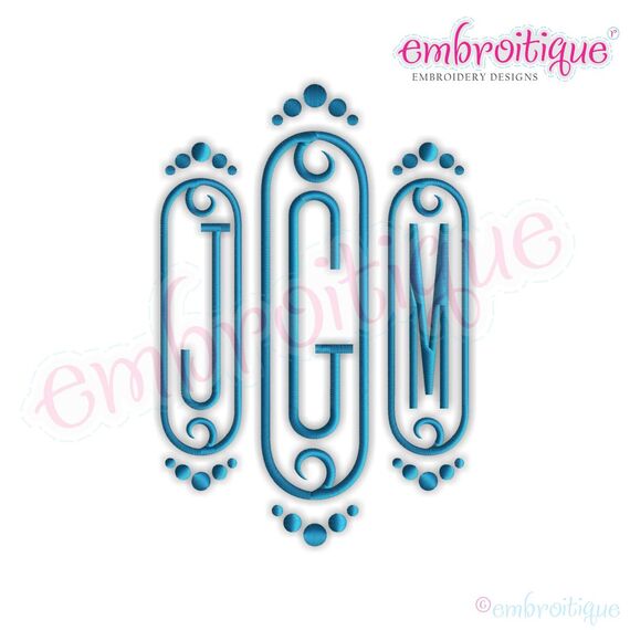 Cameo Decorative Initial Monogram Set - SMALL  -  2" 3" 4" Sizes Included   Embroidery Alphabet Font Letters