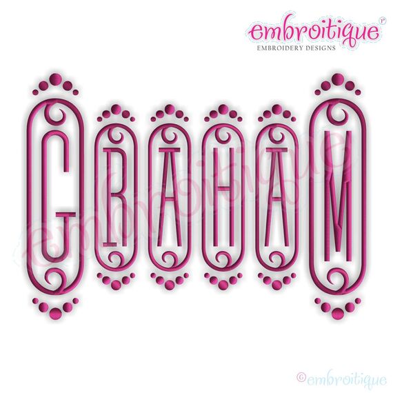 Cameo Decorative Initial Monogram Set - SMALL  -  2" 3" 4" Sizes Included   Embroidery Alphabet Font Letters