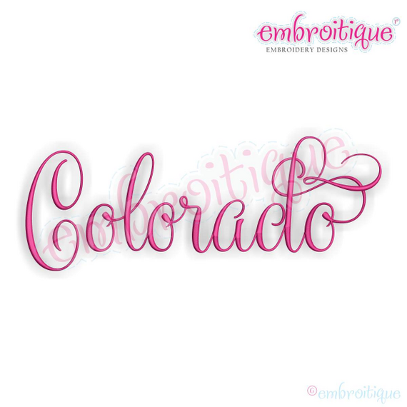 Colorado Calligraphy Fancy Script 3 USA United States Machine Embroidery Design
