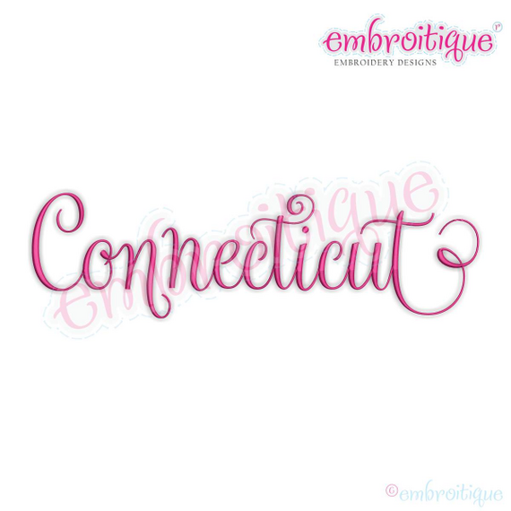 Connecticut Calligraphy Fancy Script 3 USA United States Machine Embroidery Design