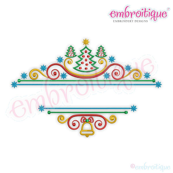 Embroitique Curly Christmas Tree Font Frame with Stars, 2 image