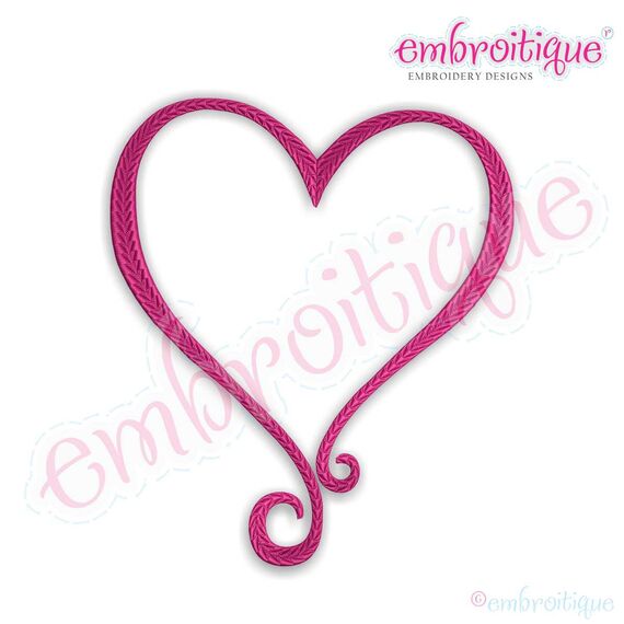 Curly Heart Embroidery Design, 2 image