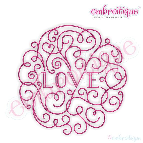 Curly Swirly Love Lettered Circle