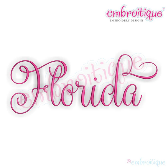 Florida Calligraphy Fancy Script 3 USA United States Machine Embroidery Design