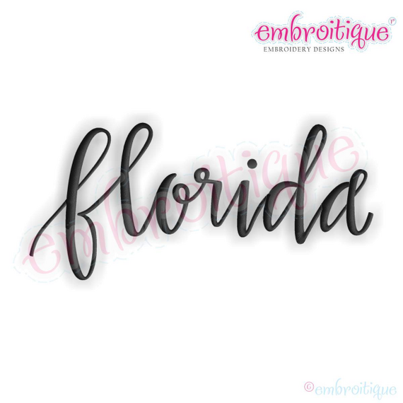 Florida Calligraphy Script USA United States Machine Embroidery Design
