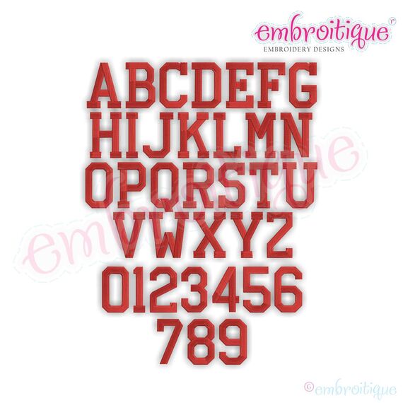 Friday Night Lights Sport Football Varsity Block Monogram Font - Instant Download -Digital Machine Embroidery Design