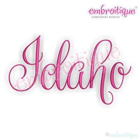 Idaho Calligraphy Fancy Script 3 USA United States Machine Embroidery Design