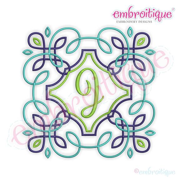 Johnson Monogram Machine Embroidery Curly Ornate Font Frame