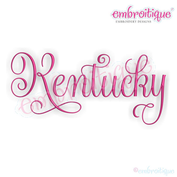 Kentucky Calligraphy Fancy Script 3 USA United States Machine Embroidery Design