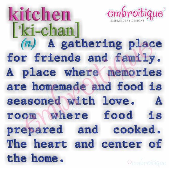 Kitchen Definition Embroidery Design