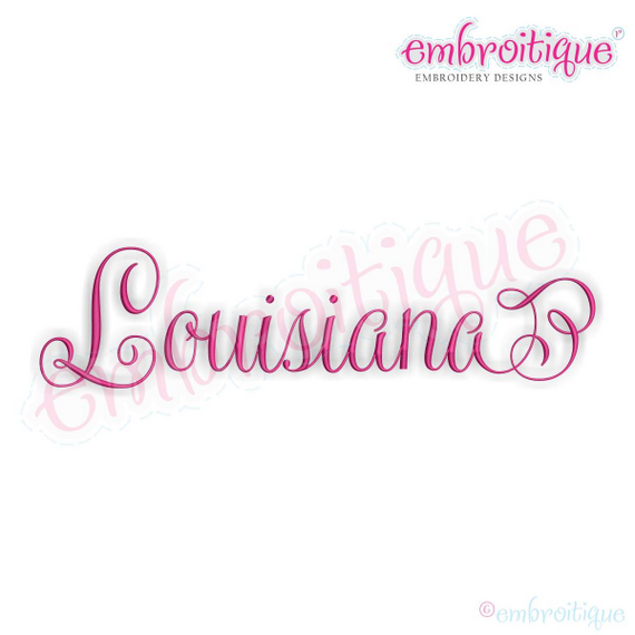 Louisiana Calligraphy Fancy Script 3 USA United States Machine Embroidery Design
