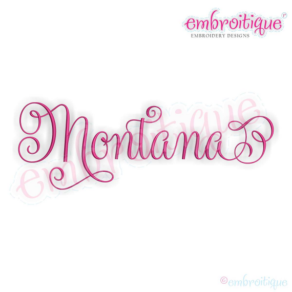 Montana Calligraphy Fancy Script 3 USA United States Machine Embroidery Design