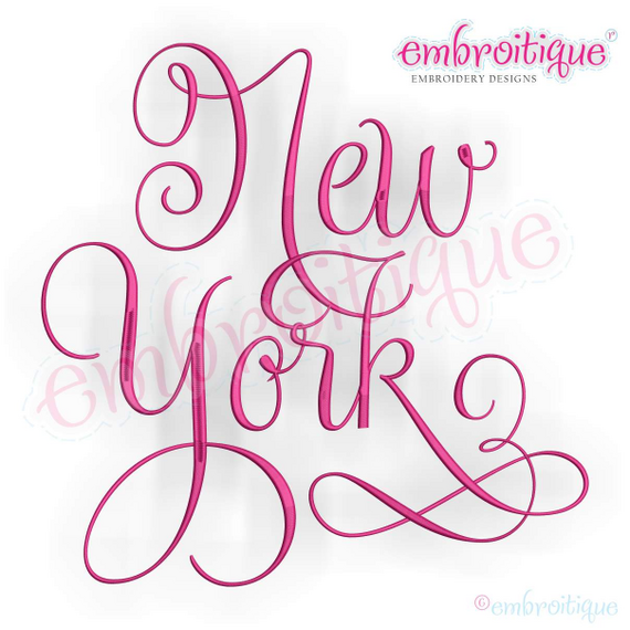 New York Calligraphy Fancy Script 3 USA United States Machine Embroidery Design