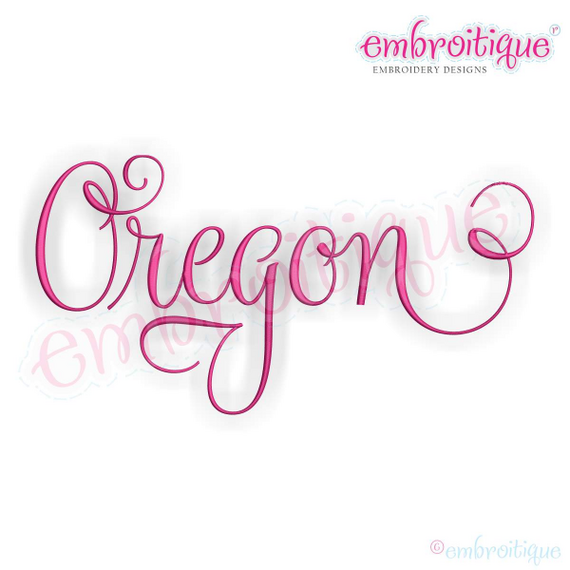 Oregon Calligraphy Fancy Script 3 USA United States Machine Embroidery Design