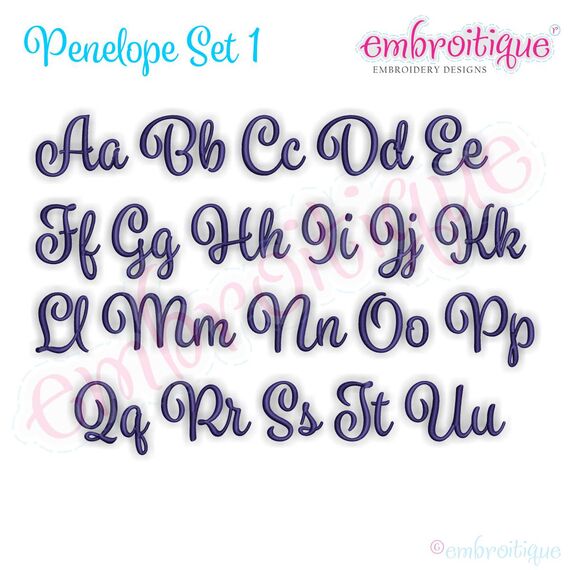 Penelope Set 1 - Calligraphy Script Monogram Alphabet Font for Machine Embroidery, 2 image