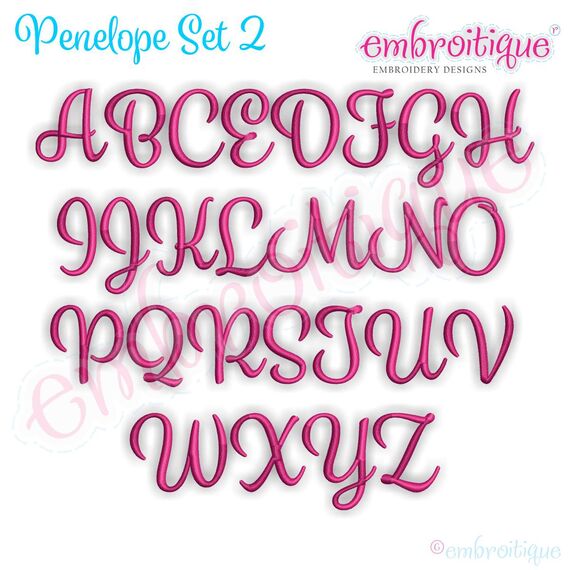 Penelope Set 2 - Exclusive Calligraphy Script Monogram Alphabet Font for Machine Embroidery, 2 image