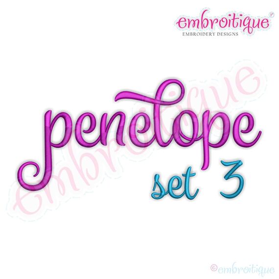 Penelope Set 3 - Exclusive Calligraphy Script Monogram Alphabet Font for Machine Embroidery