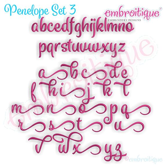 Penelope Set 3 - Exclusive Calligraphy Script Monogram Alphabet Font for Machine Embroidery, 3 image