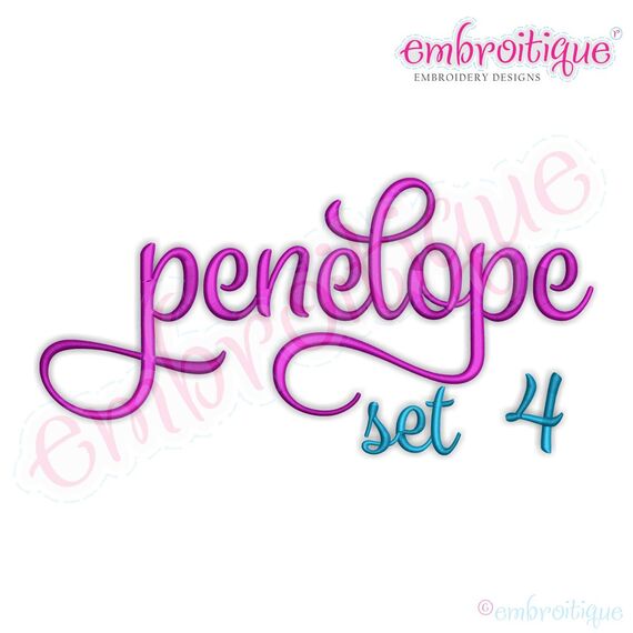 Penelope Set 4 - Calligraphy Script Monogram Alphabet Font for Machine Embroidery