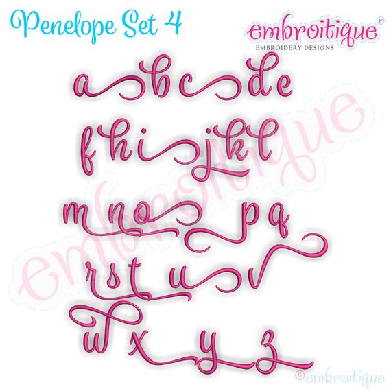 Penelope Set 4 - Calligraphy Script Monogram Alphabet Font for Machine Embroidery, 4 image