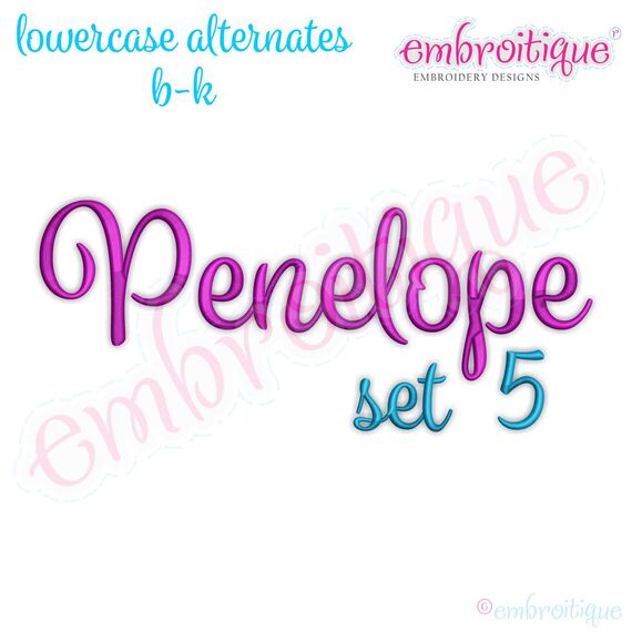 Penelope Set 5 - Calligraphy Script alternate lowercase letters b-k