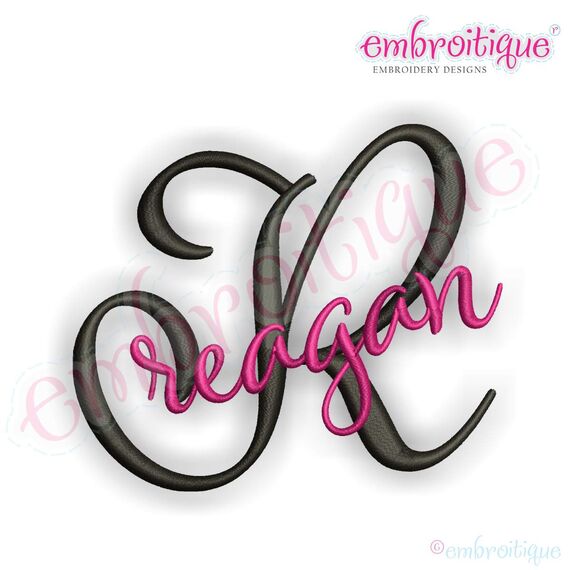 Reagan Beautiful Classy Upright Calligraphy  Script Monogram Embroidery Font - Exclusive