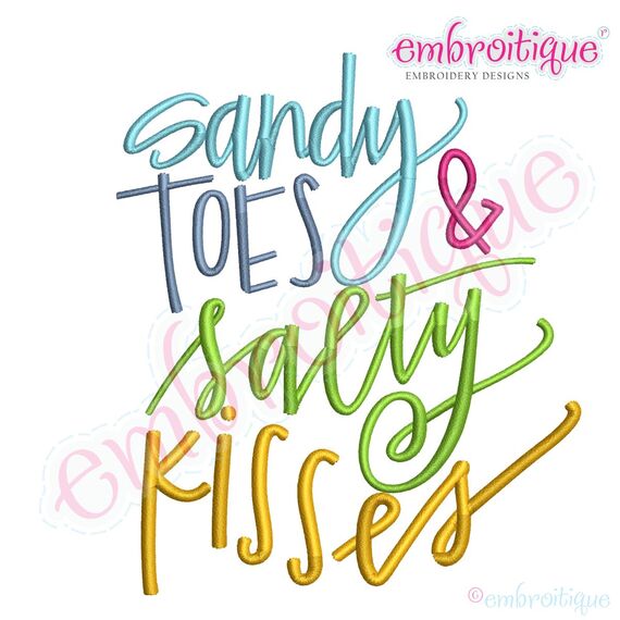 Sandy Toes & Salty Kisses - beautiful Hand Lettered Calligraphy Quote