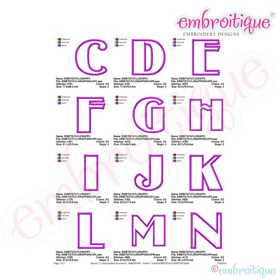 Taylor Applique Monogram Set - Large - 4", 5", 6", 7", 4 image