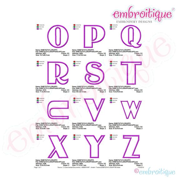 Taylor Applique Monogram Set - Small - 1.5", 2", 3", 3.5", 4 image