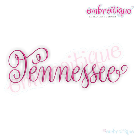 Tennessee Calligraphy Fancy Script 3 USA United States Machine Embroidery Design