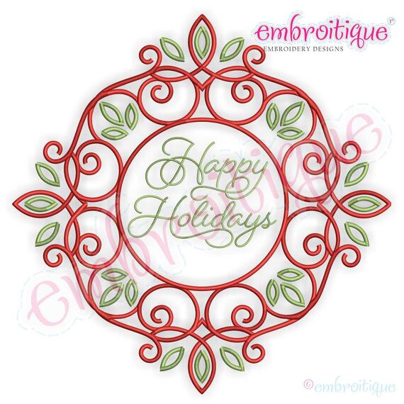 Vintage Curly Scroll Circle Monogram Font Frame - Perfect for the holidays!