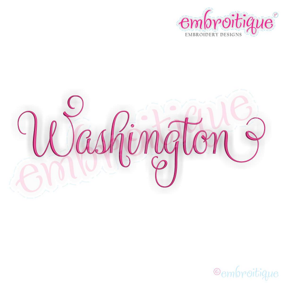 Washington Calligraphy Fancy Script 3 USA United States Machine Embroidery Design