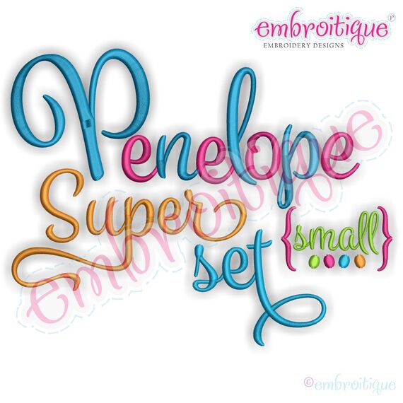 Penelope Super Set - Exclusive Calligraphy Script Monogram Alphabet Font for Machine Embroidery