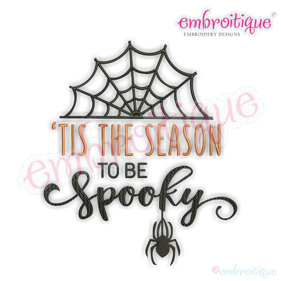 Tis the Season to be Spooky - Cute Halloween Word Art Machine embroidery design