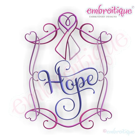 Pink Cancer Awareness Ribbon Heart Curly Font Frame
