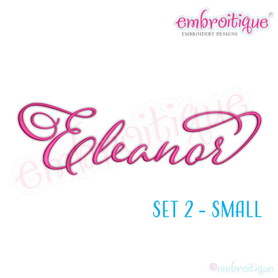 Eleanor Set 2 - Small - Calligraphy Script Machine Embroidery Monogram Alphabet Font - Embroitique - BX Files included