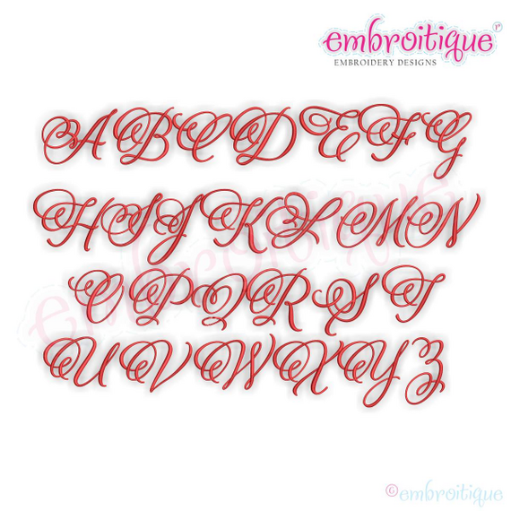 Eleanor Set 2 - Small - Calligraphy Script Machine Embroidery Monogram Alphabet Font - Embroitique - BX Files included