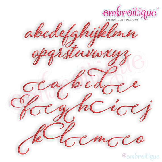 Eleanor Set 2 - Small - Calligraphy Script Machine Embroidery Monogram Alphabet Font - Embroitique - BX Files included