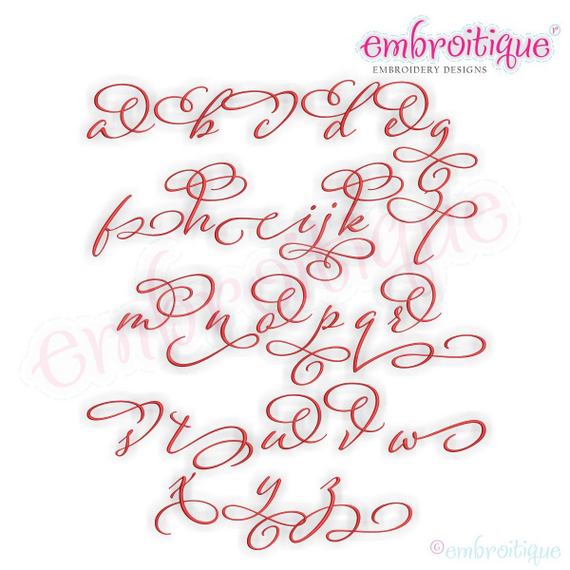 Eleanor Set 4 Lower case alternates - Small - Calligraphy Script Machine Embroidery Monogram Alphabet Font - Embroitique - BX Files included