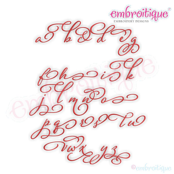 Eleanor Set 4 Lower case alternates - Small - Calligraphy Script Machine Embroidery Monogram Alphabet Font - Embroitique - BX Files included