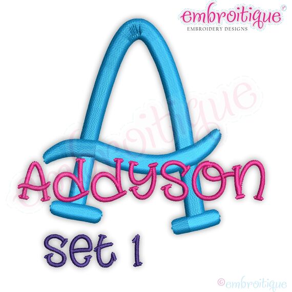 Addyson Set 1 Whimsical Machine Embroidery Alphabet Monogram Font - Great for Boys and Girls!, 5 image
