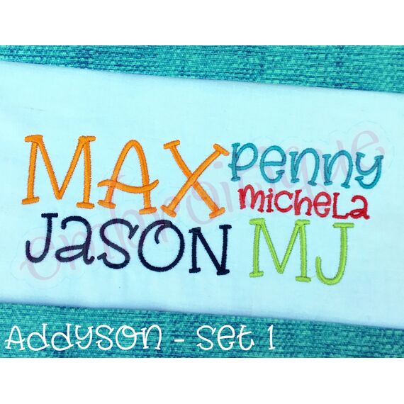 Addyson Set 1 Whimsical Machine Embroidery Alphabet Monogram Font - Great for Boys and Girls!
