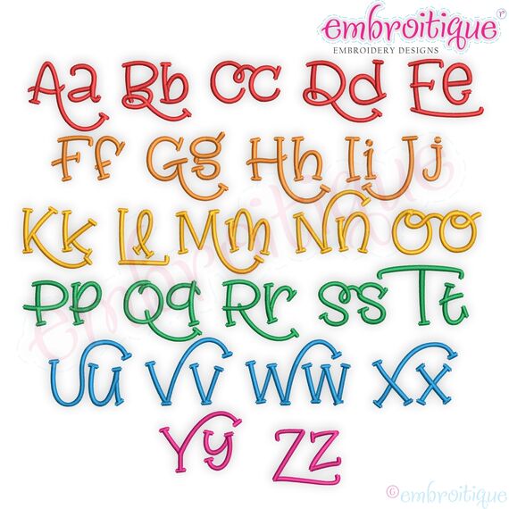 Addyson Set 2 Whimsical Machine Embroidery Alphabet Monogram Font - Great for Boys and Girls!, 2 image
