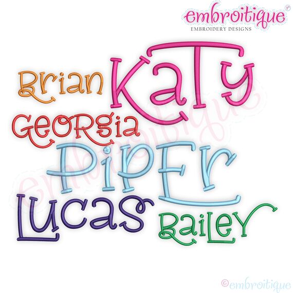 Addyson Set 2 Whimsical Machine Embroidery Alphabet Monogram Font - Great for Boys and Girls!, 3 image