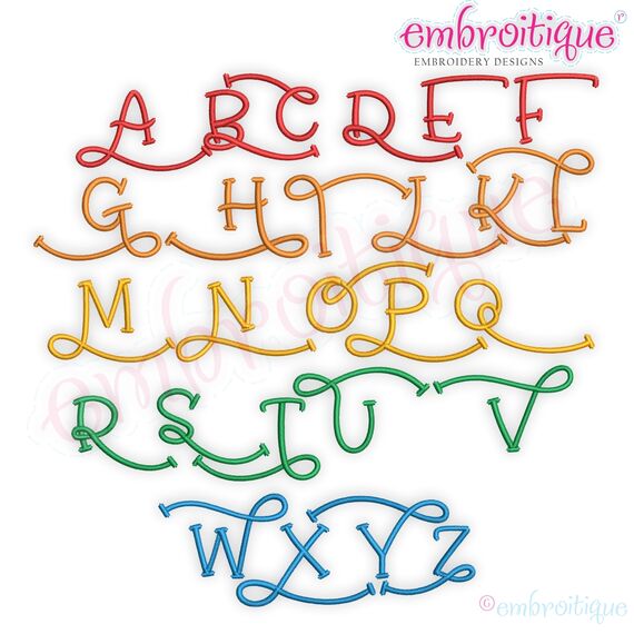 Addyson Set 3 Whimsical Machine Embroidery Alphabet Monogram Font -Embroitique Great for Boys and Girls, 2 image