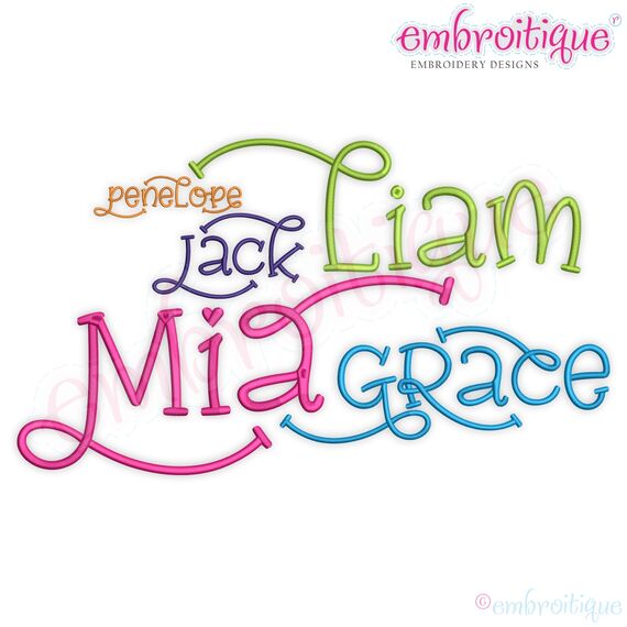 Addyson Set 3 Whimsical Machine Embroidery Alphabet Monogram Font -Embroitique Great for Boys and Girls, 4 image