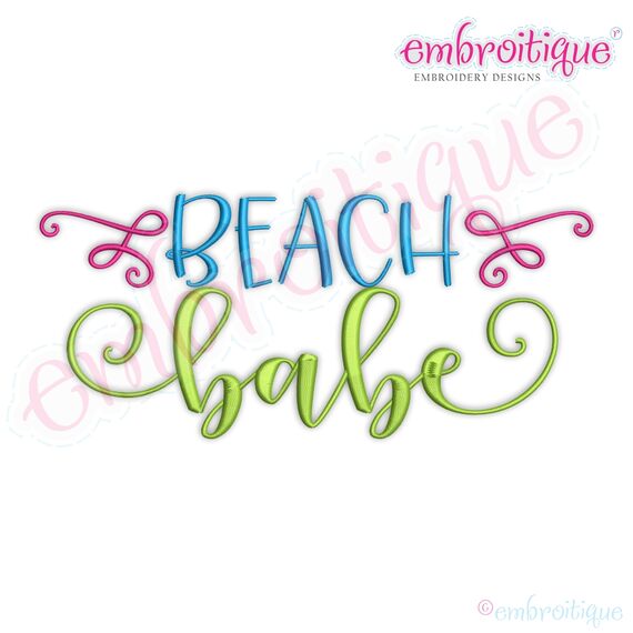 Beach Babe Adorable Summer Time Vacation Machine Embroidery Design